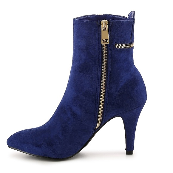 Ultra Blue Suede Gold Zip Detailed Boot NWOB - Picture 2 of 9